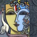 Figurative mixed media titled 'Advaitha 10', 20x20 inches, by artist Krishna Ashok on Canvas