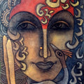 Figurative mixed media titled 'Advaitha 14', 26x38 inches, by artist Krishna Ashok on Canvas