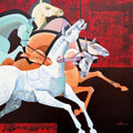 The Aesthetics Of Energy Bfii' animals acrylic painting by artist Ashis Mondal, 48x48 inch, on canvas