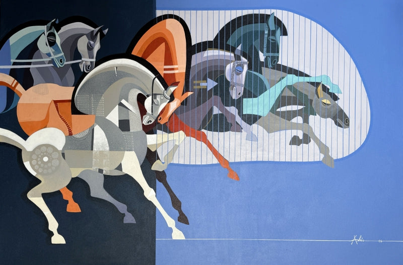 The Aesthetics Of Energy Bfx' animals acrylic painting by artist Ashis Mondal, 48x72 inch, on canvas