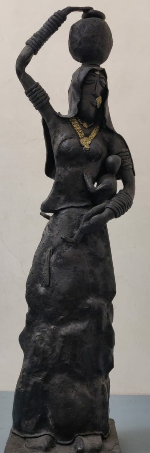 Affection' figurative Stone sculpture by artist Shibu Sengupta, 30x7 inch, on stone