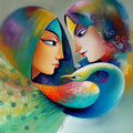 Affection 10' figurative acrylic painting by artist Sanjay Tandekar, 24x24 inch, on canvas