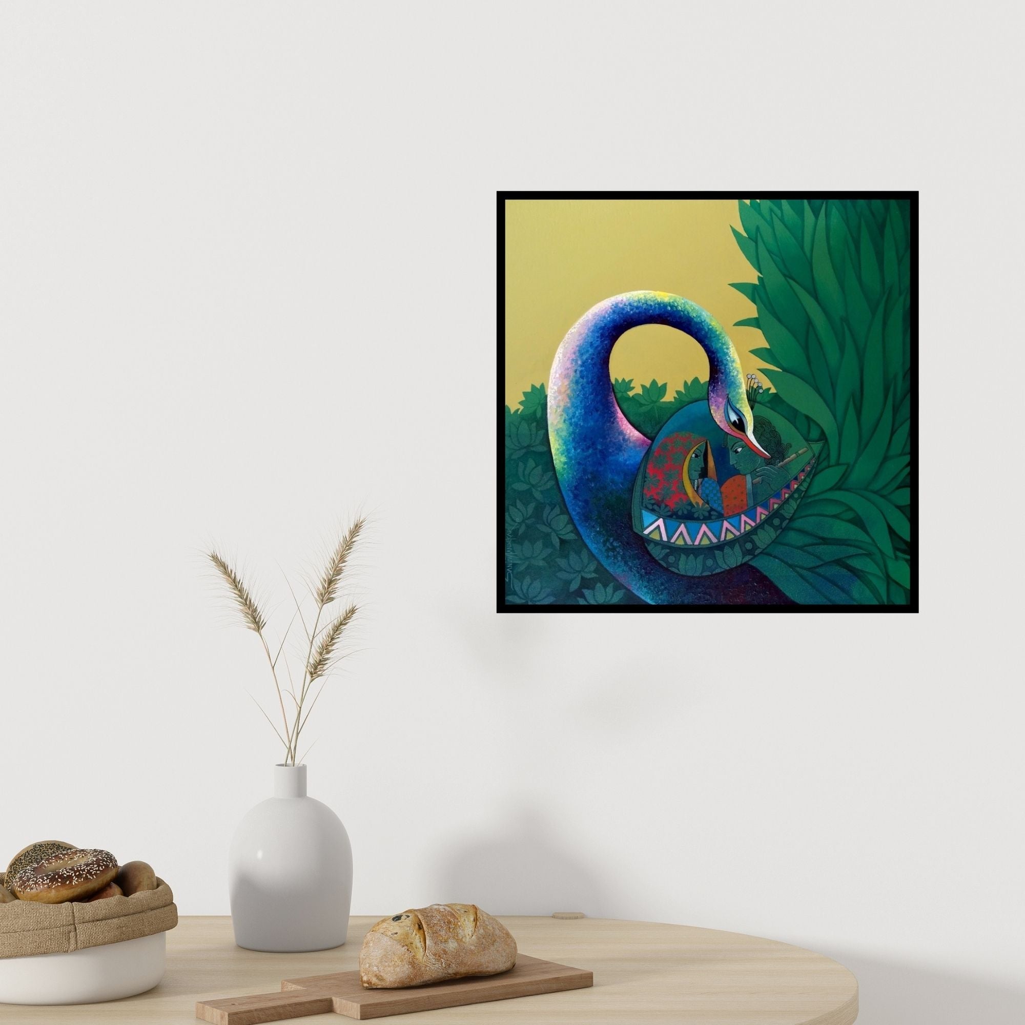 In-situ view of Sanjay Tandekar's 'Affection 8 (Love's Sanctuary)' painting in a room