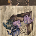 'After The Cups Are Empty' contemporary acrylic painting by artist Mona Dalal, 30x24 inch, on canvas