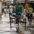 After The Rain 1' cityscape oil painting by artist Dhananjoy Ghosh, 30x36 inch, on canvas