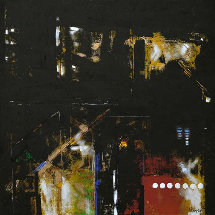 'After The Rain' abstract acrylic painting by artist Prabhinder Lall, 24x24 inch, on board