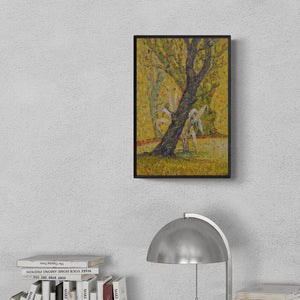 Preview of 'Afternoon 1' Painting by Gopal Gangawane shown on a wall in a furnished room.