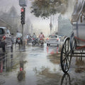 Cityscape watercolor painting titled 'Afterrain', 22x30 inches, by artist Manish Sharma on Paper