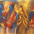 Religious acrylic painting titled 'Agalu Vesh Gararu', 35x49 inches, by artist Balaji Ubale on Canvas