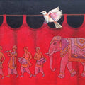 Agamani Rhythm' figurative acrylic painting by artist Prasenjit Nath, 24x34 inch, on canvas