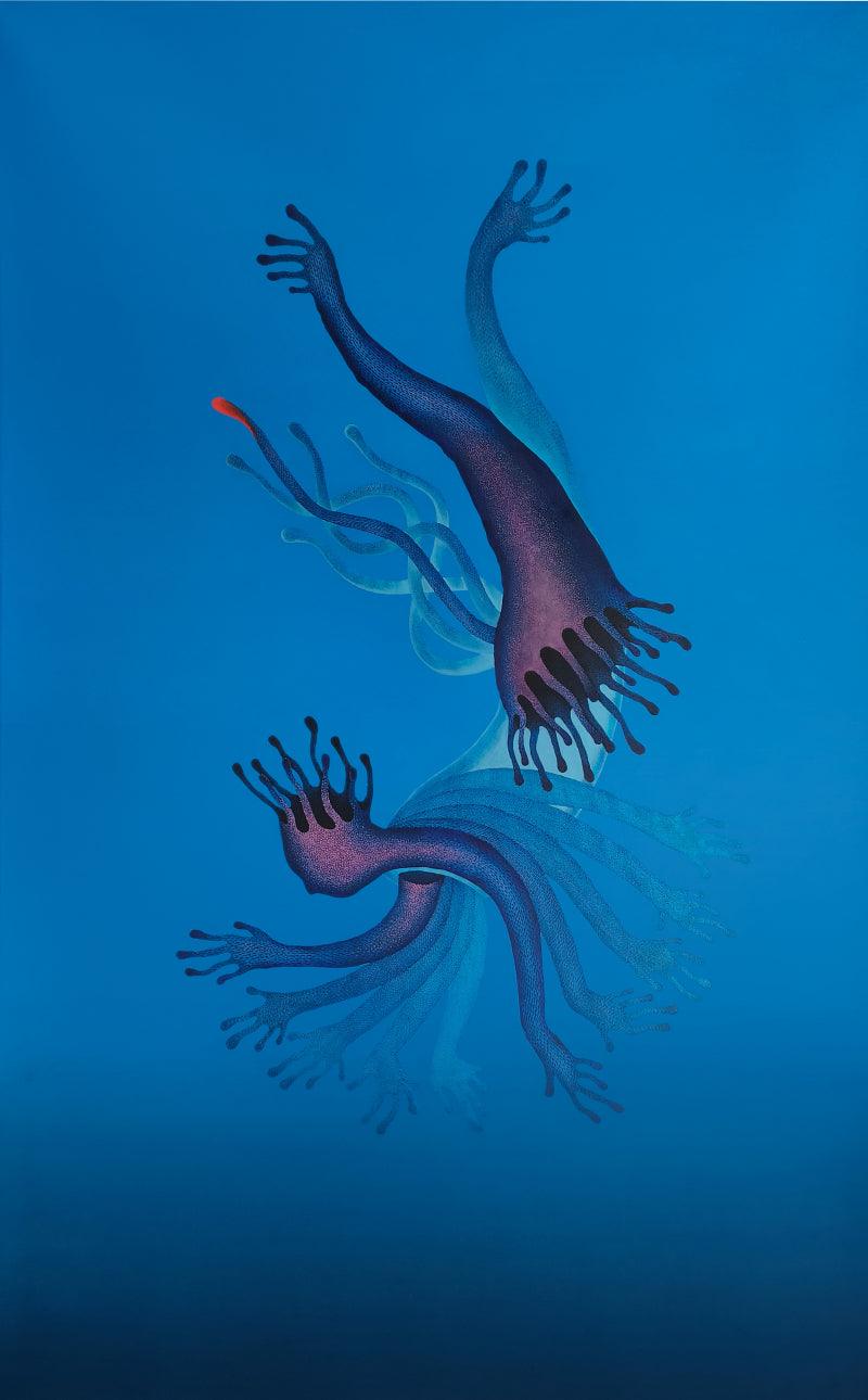 contemporary mixed media painting titled 'Agni Dum', 60x36 inches, by artist Nitesh Panchal on Canvas