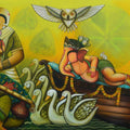 Agomoni' religious acrylic painting by artist Anupam Pal, 48x96 inch, on canvas