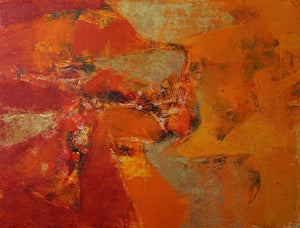Agyaat Red (Fiery Embrace) by Ashwini Borse, Original Acrylic Abstract Painting on Canvas, Medium Horizontal Wall Art