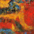 Abstract acrylic painting titled 'Agyaat Red Five', 32x18 inches, by artist Ashwini Borse on Canvas