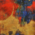 Abstract acrylic painting titled 'Agyaat Red Six', 32x18 inches, by artist Ashwini Borse on Canvas