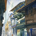 Landscape watercolor painting titled 'Ahemadabad Street 2', 15x22 inches, by artist Vikrant Shitole on Paper