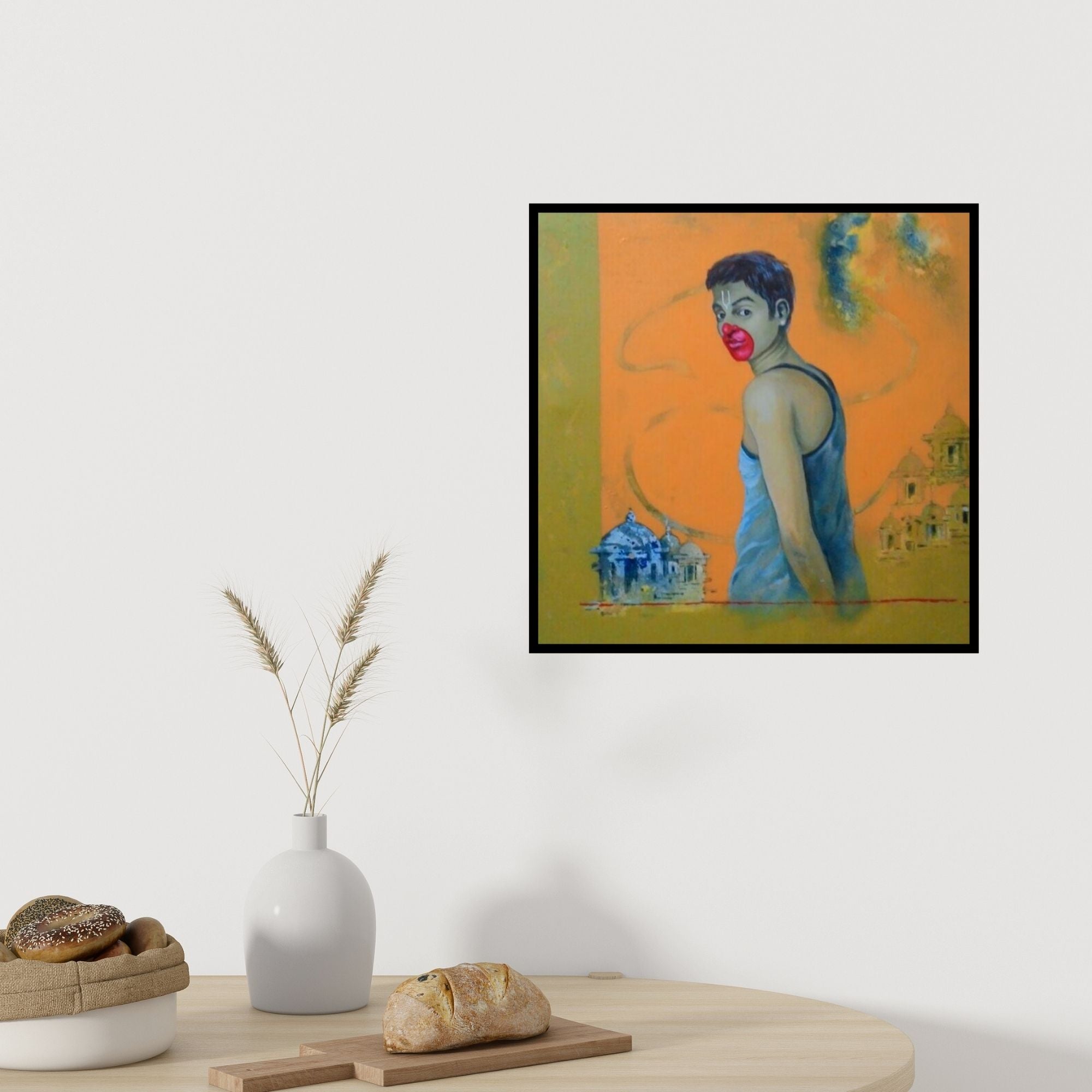 In-situ view of Chaitanya Ingle's 'Aid' painting in a room