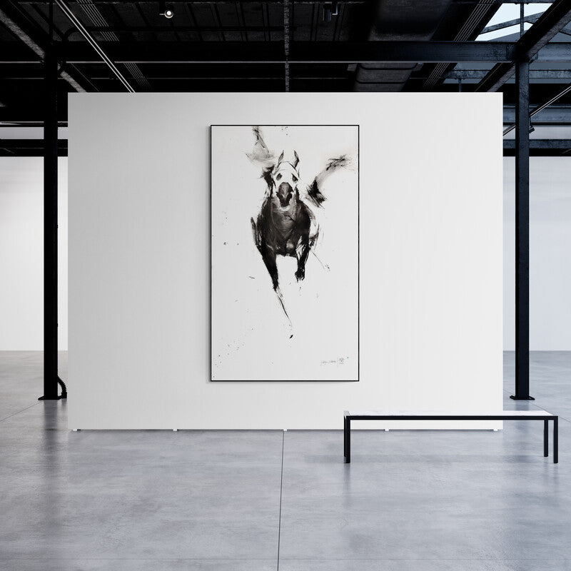 Preview of 'Airborne (Igniting Passion)' Painting by Aditya Shirke shown on a wall in a furnished room.