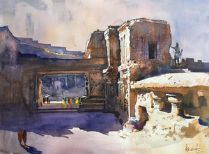 Place watercolor painting titled 'Ajanta Ellora 2', 22x30 inches, by artist Bijay Biswaal on Paper