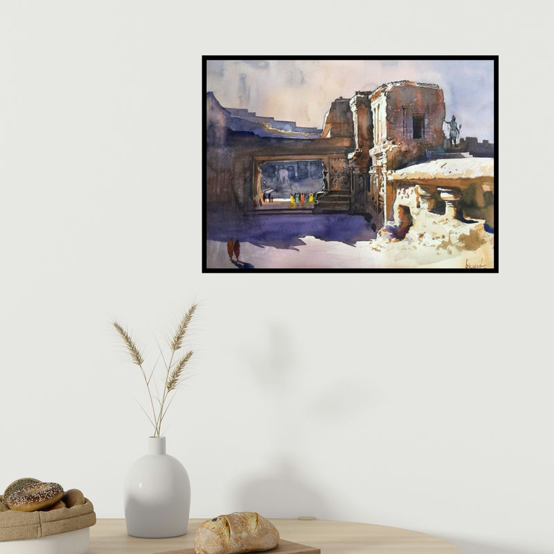 In-situ view of Bijay Biswaal's 'Ajanta Ellora 2 (Untitled)' painting in a room