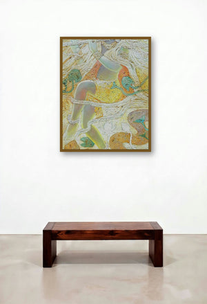 Ajaya (Enchanting Flute) by artist Subrata Ghosh displayed in a Urban Loft Reception Area