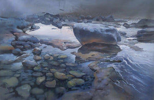 Alanya Rocks (Untitled) by Bijay Biswaal, Original Acrylic Cityscape Painting on Canvas, X-Large Horizontal Wall Art