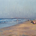 Cityscape oil painting titled 'Alibaug Beach', 14x20 inches, by artist Paresh Thukrul on Canvas