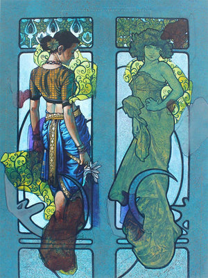 Figurative acrylic painting titled 'All Time Beauty', 48x36 inches, by artist Ramchandra Kharatmal on Canvas