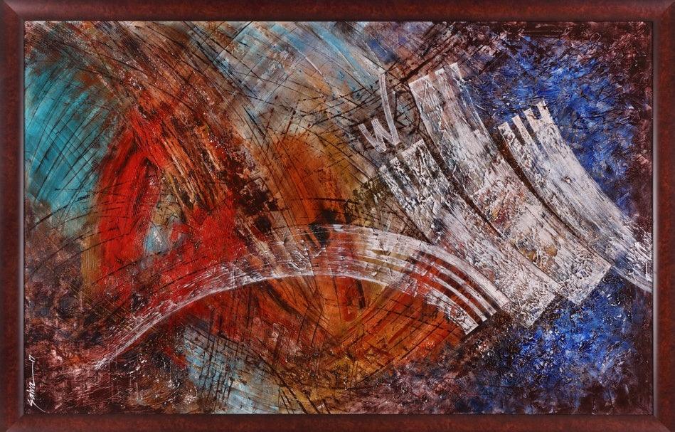 Calligraphy mixed media titled 'Allah 7', 30x48 inches, by artist Salva Rasool on Canvas