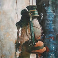 Still-life watercolor painting titled 'Alone 3', 30x22 inch, by artist Das Sujith on Paper