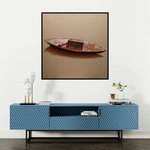 'Alone' painting by Vinayak Takalkar shown on a wall in a furnished room.