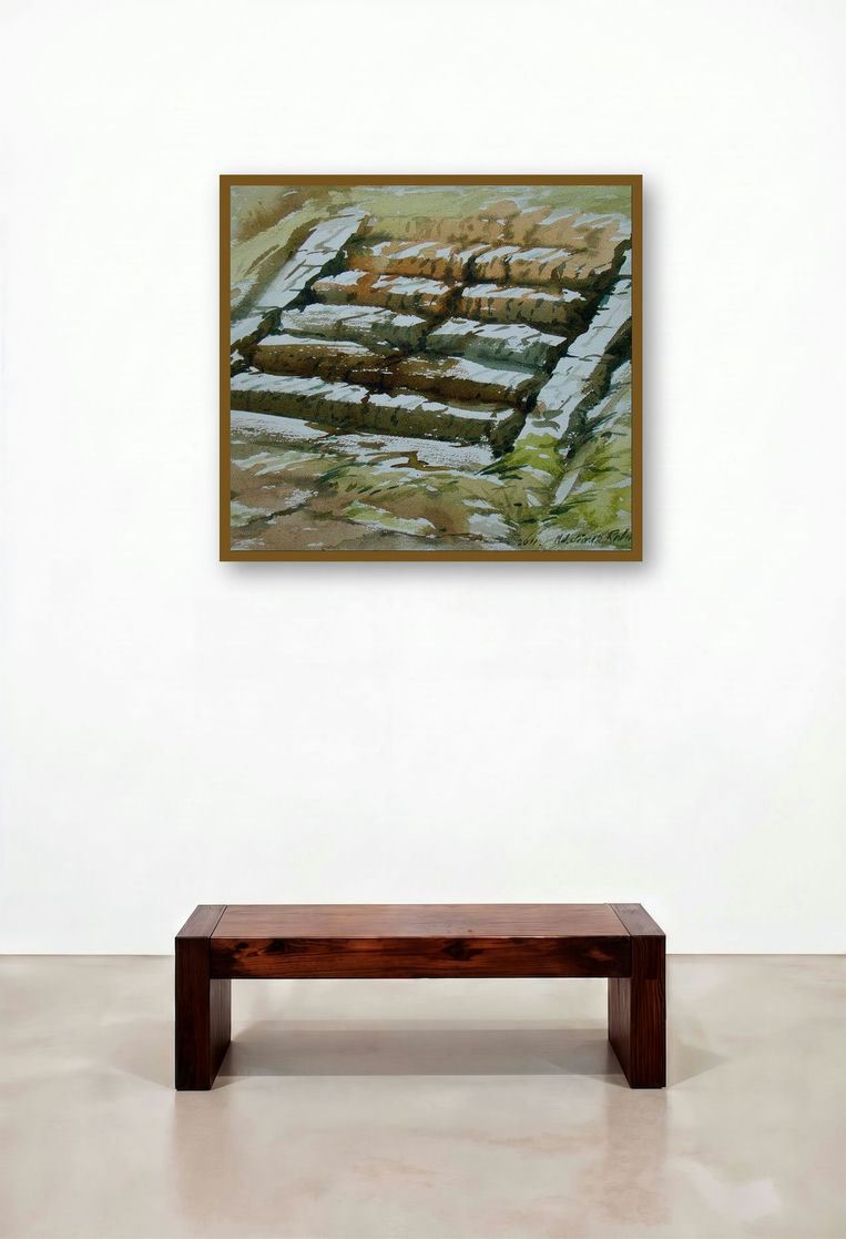 Alone (Pathways of Time) by artist Jiaur Rahman displayed in a Japandi Family Room