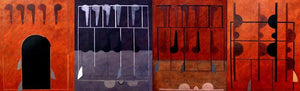 Amay (Fourfold Structures) by Anil Chaudhari, Original Acrylic Abstract Painting on Paper, Medium Horizontal Wall Art