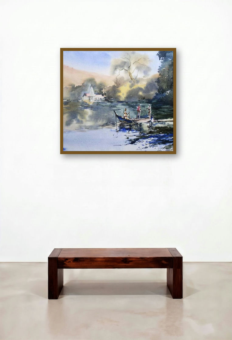 Ambala Lake (Lake Ambala) by artist Ghanshyam Dongarwar displayed in a Designer Executive Office