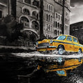 Cityscape acrylic painting titled 'Ambassador Pride Of Calcutta', 30x60 inch, by artist Arpan Bhowmik on Canvas