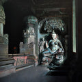 Religious oil painting titled 'Ambika', 38x34 inches, by artist Raju More on Canvas