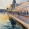 Religious watercolor painting titled 'Amritsar', 15x11 inch, by artist Achintya Hazra on Paper