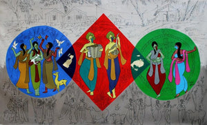 Amusement (The Circle of Life) by Chetan Katigar, Original Acrylic Contemporary Painting on Canvas, X-Large Horizontal Wall Art