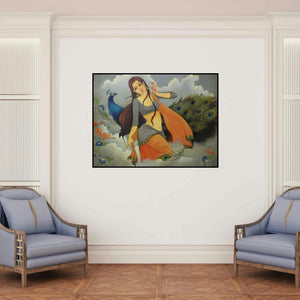 'Anand (Beauty of India)' painting by Renuka Fulsoundar shown on a wall in a furnished room.