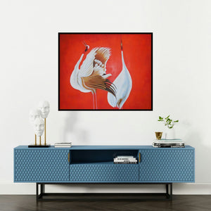 Kaladikam Arts's 'Anand' painting visualized above a sofa in a contemporary room.