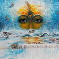 Religious acrylic painting titled 'Anand sagar', 60x30 inches, by artist Rakhi Baid on canvas