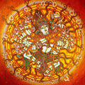 'Anandatandavam' religious acrylic painting by artist Manikandan Punnakkal, 75x75 inch, on canvas