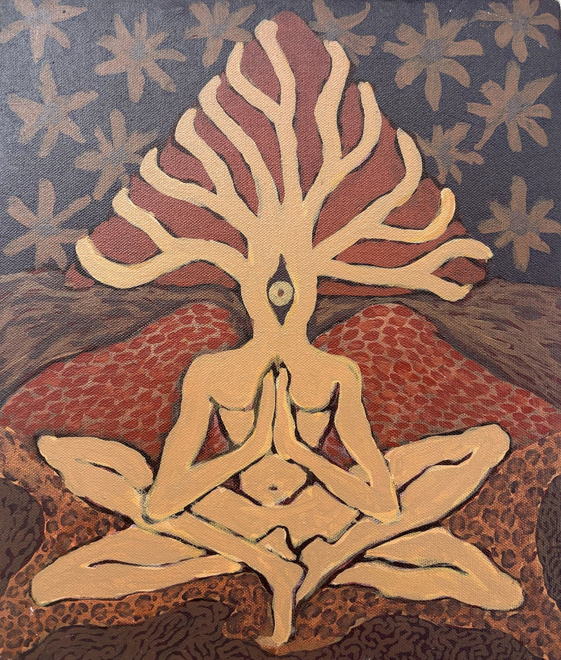 Anatar Vriksha' contemporary acrylic painting by artist Shyam Koli, 13x10 inch, on canvas