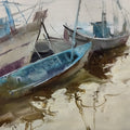 Anchored Dreams' seascape oil painting by artist Surabhi Gulwelkar, 8x10 inch, on linen