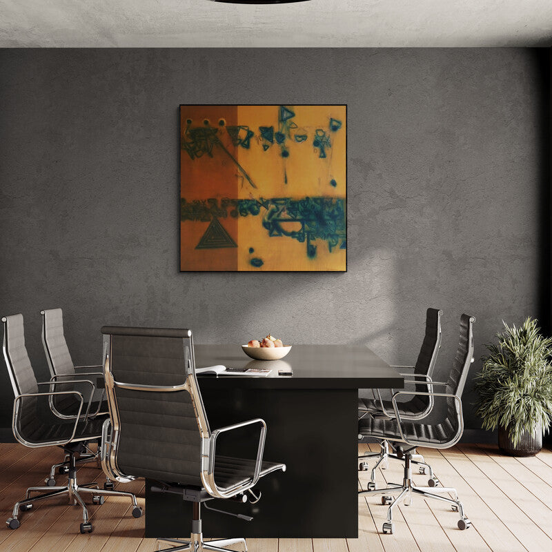 In-situ view of Kaushlendra Pratap Singh's 'Ancient Feelings (The Cosmic Dance)' painting in a room