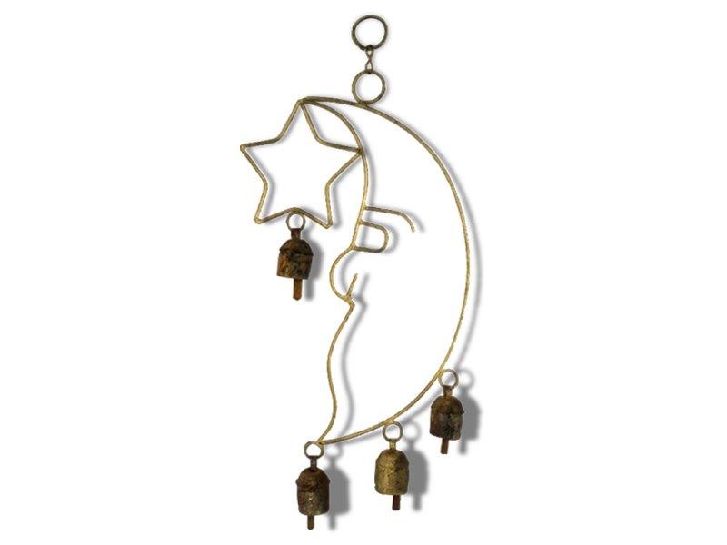 Fashion craft titled 'Ancient Idiophone Star Crescent Ghantada', 11x6x1 inches, by artist De Kulture Works on Metal