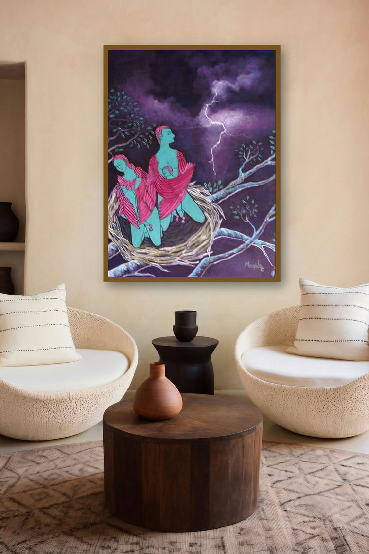 Angel Nest by artist Manjula Dubey displayed in a Luxury gallery