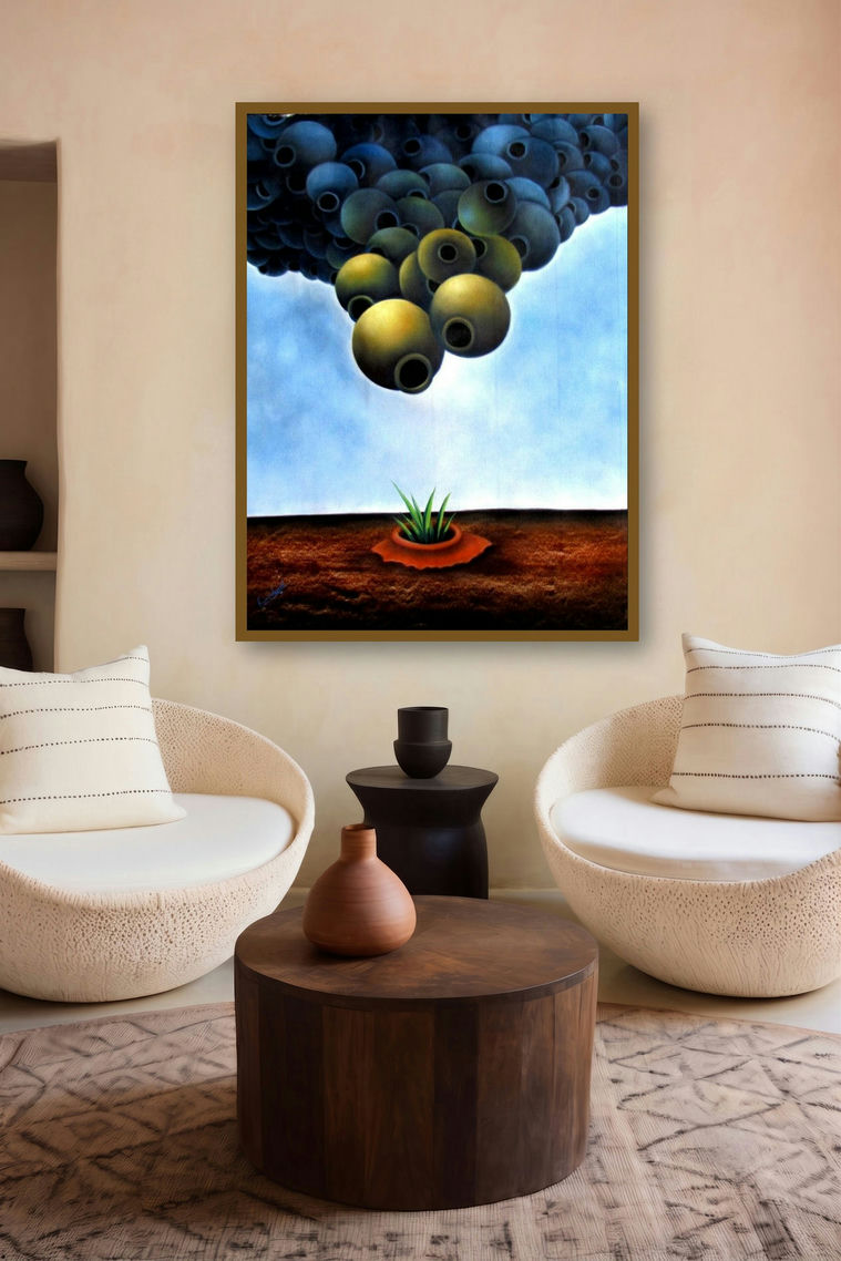 Ankur Ii (Sprouting Hope) by artist Ranchhor Meghwal displayed in a Museum Style gallery