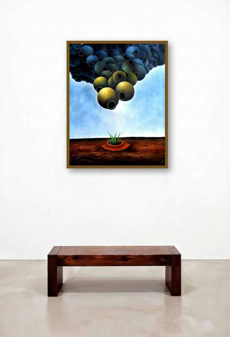 Ankur Ii (Sprouting Hope) by artist Ranchhor Meghwal displayed in a Contemporary Foyer