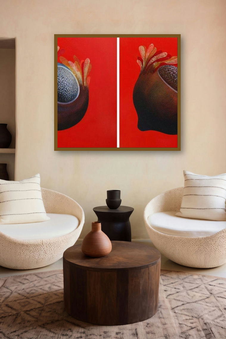 Ankuran 5 (Twin Seeds) by artist Uday Goswami displayed in a Boutique gallery